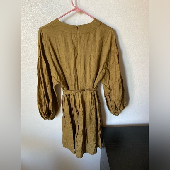 Banana Republic Women’s Linen Balloon Sleeve Button Down Mini Dress Green Size 8 - Picture 4 of 11